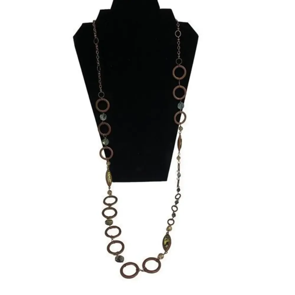 Coldwater Creek Long Ring and Rhinestone Copper Tone Necklace‎